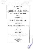 Libro Anales de la Academia de Ciencias Médicas, Físicas y Naturales de la Habana