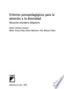 Libro Criterios psicopedagógicos y recursos para atender la diversidad en secundaria