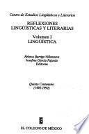 Libro Reflexiones lingüísticas y literarias: Lingüística