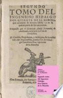 Libro Segundo tomo del Ingenioso Hidalgo don Quijote de la Mancha