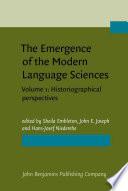 Libro The Emergence of the Modern Language Sciences: Historiographical perspectives